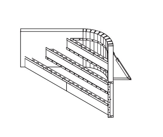 2' Radius Steel Corner Step 42" (7' x 7')